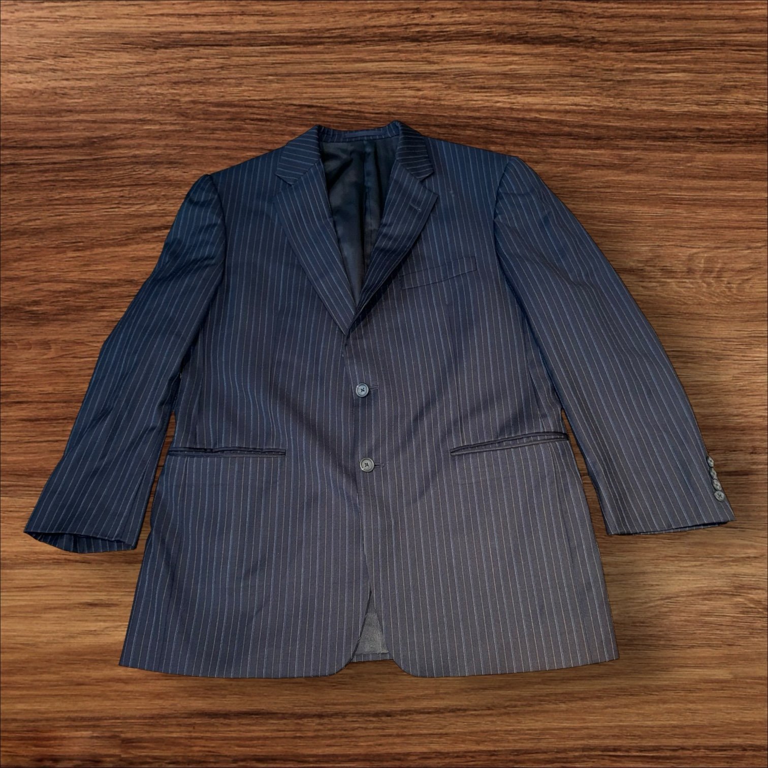 Burberry London Sport Coat Mens 42R Blue Striped Dual Vented Semi-Structured