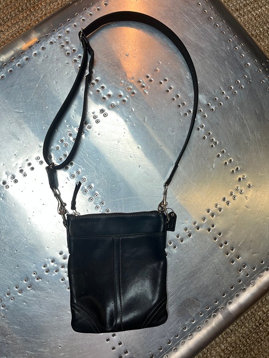 COACH Small Black Crossbody Flight Messenger Mens Bag Leather Vintage