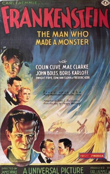 Frankenstein Vintage Movie Reproduction Promo Poster 22 x 34.5