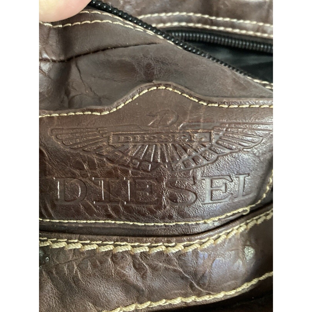 Vintage Diesel Leather Grunge Purse Shoulder Bag Brown Y2K