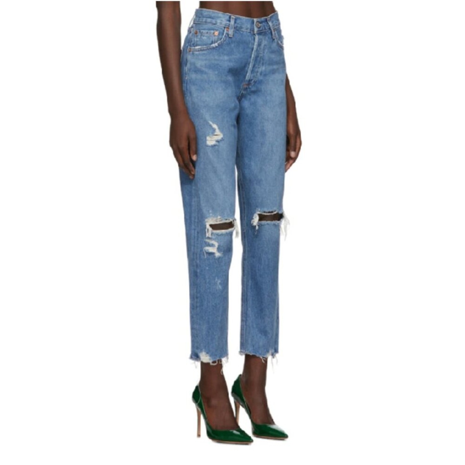 AGOLDE Jamie Classic Straight High-Rise Distressed Jeans in Arrival Size 28