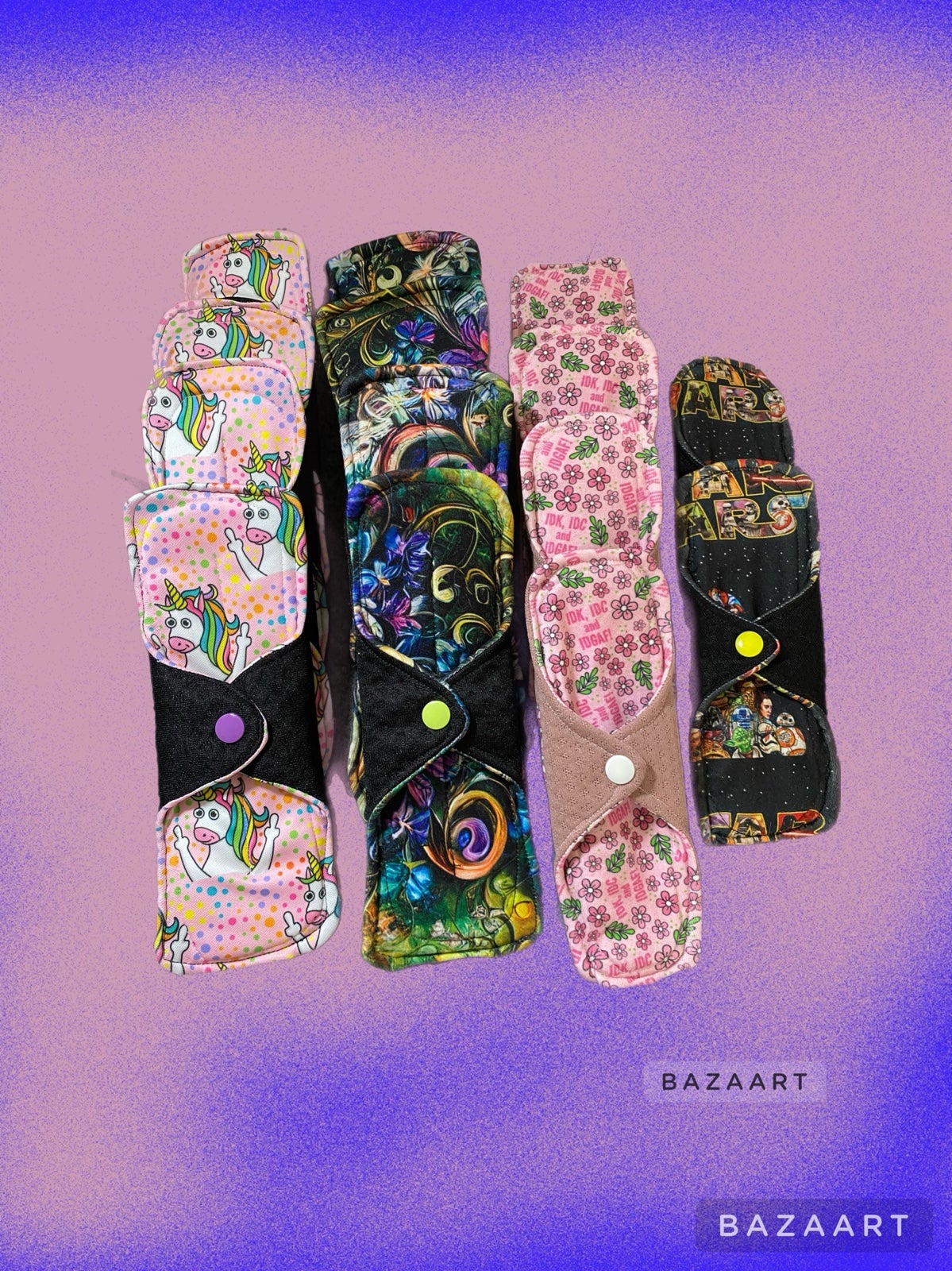 Reusable pads unicorn print