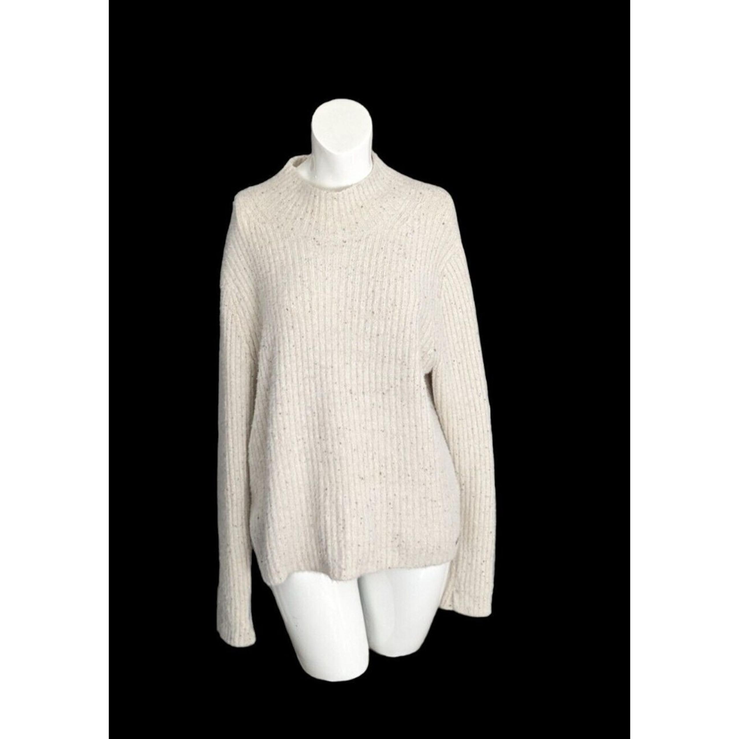 Calvin Klein Jeans Ribbed Knit Sweater Mock Neck Heathered Wool Blend Sz XL