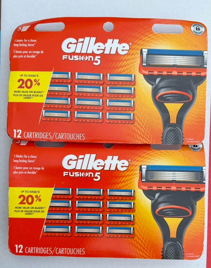 FREE SHIPPING Gillette Fusion 5 Refill 12 Cartridge Package 2 Pack 24 Total New