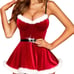 Sexy Christmas Lingerie For Women Santa Babydoll Costume 4PCS Garters Belt S-XXL