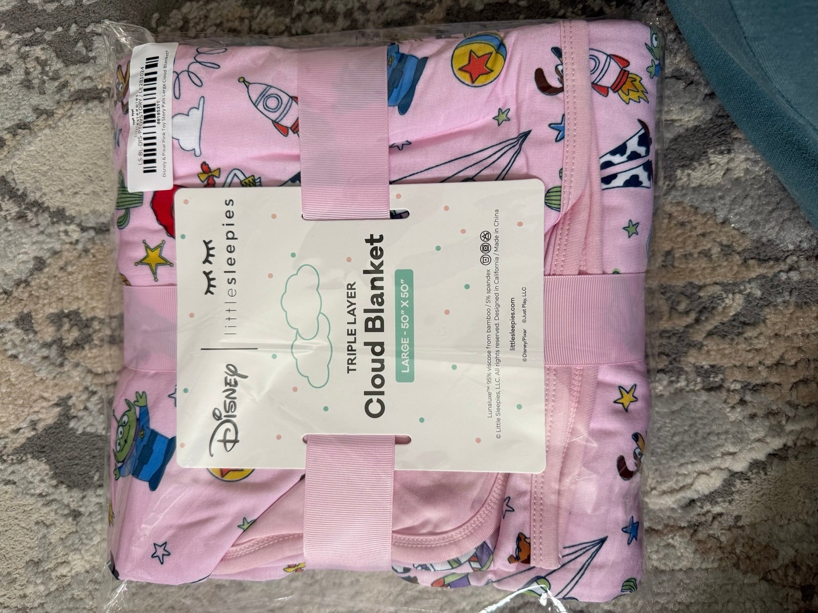 Little Sleepies pink Toy Story cloud blanket NIB
