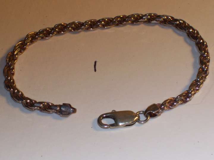 STERLING SILVER BRAIDED ROPE BRACELET