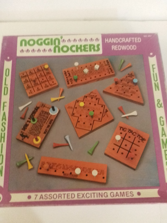 Noggin Nockers Handcrafted Redwood Old Fashioned Set of 7 Board and Peg Games