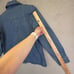 Chicos Jacket Womens 3 XL/16 Blue Denim Ethnic Printed Vintage Boxy Western Chic