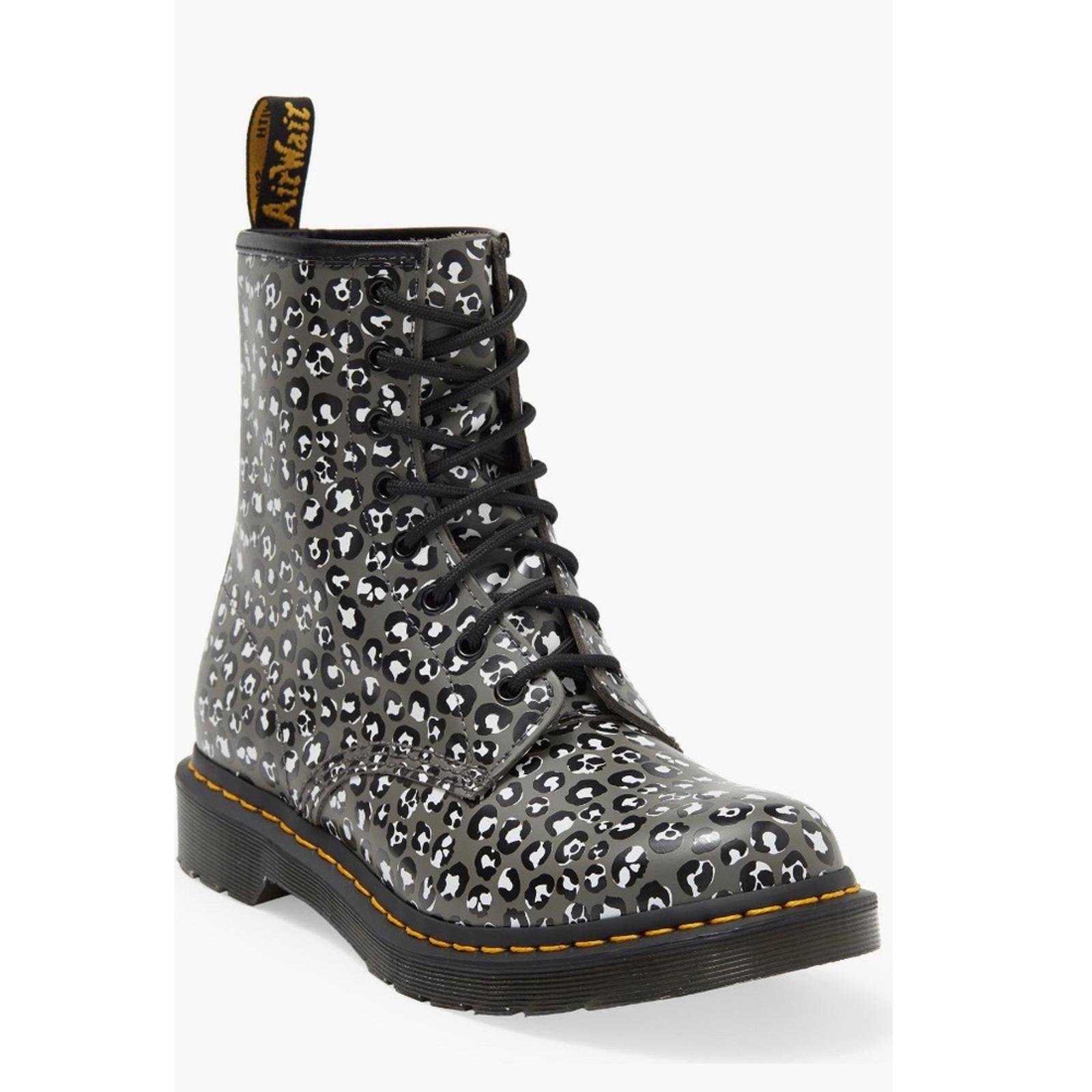Dr Martens 1460 Leopard Smooth Leather Lace Up Boots, Grey UK 7 | US9 | EU41 NEW