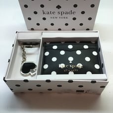 Kate Spade New Boxed Black and White Key Fob and Dotted Card Holder