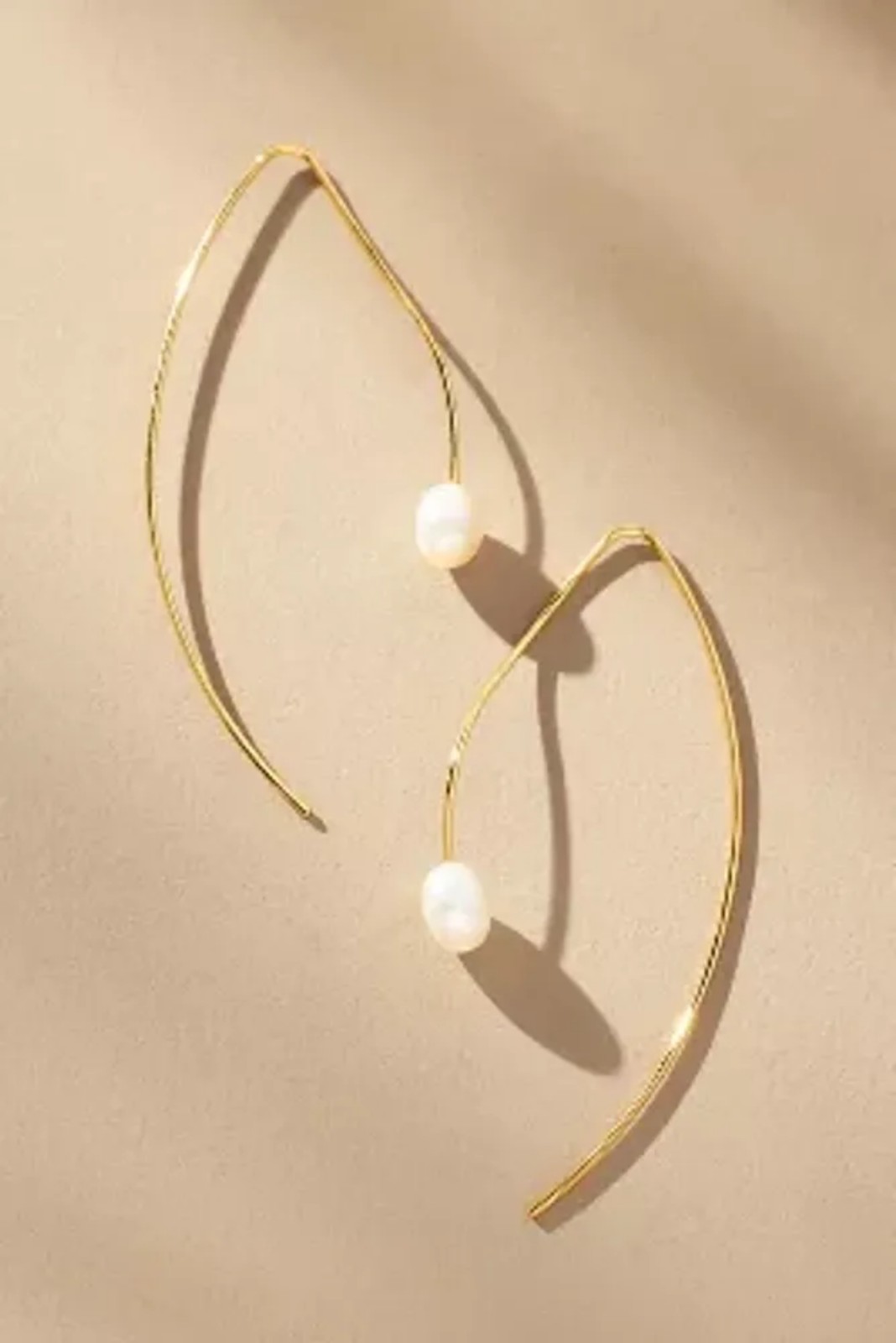 Anthropologie Linear Pearl Wire Threader Earrings