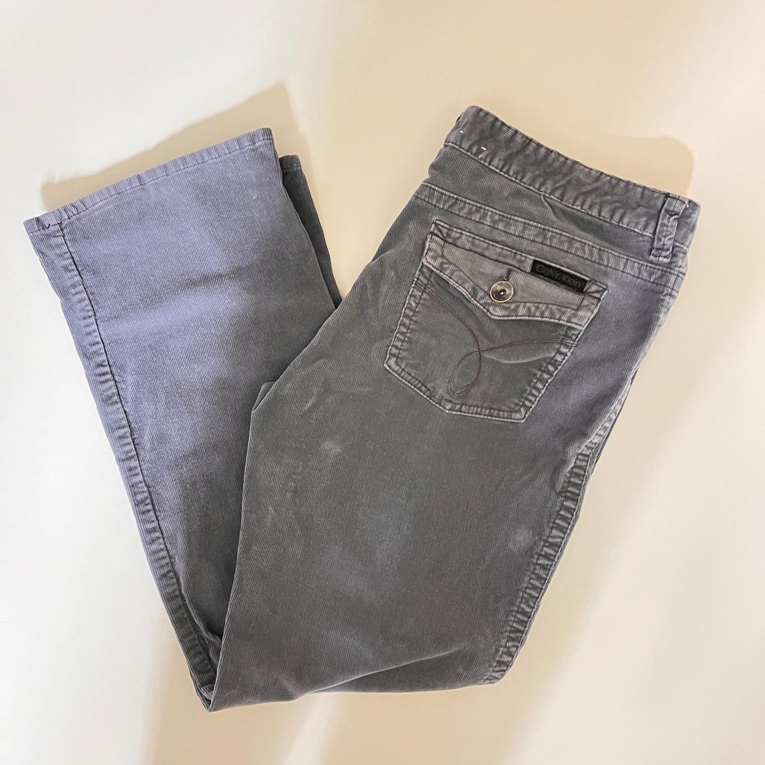 Calvin Klein Corduroy Pants Bootcut Gray Jeans Flap Pocket Women's Size 16