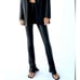 Zara Black Faux Leather Flare With Side Zipper Leggings Size Large NEW