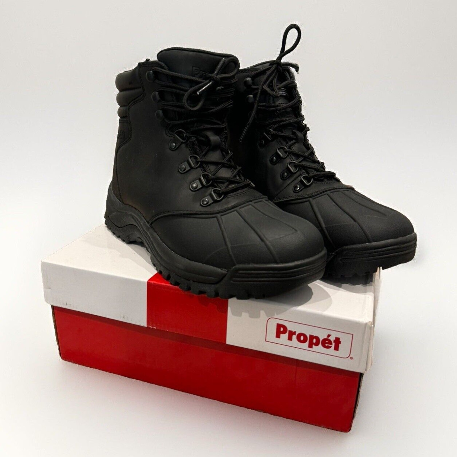 NEW Propet Mens Blizzard Mid Lace Leather Boot M3789 Black Size 11.5 X-wide 200g