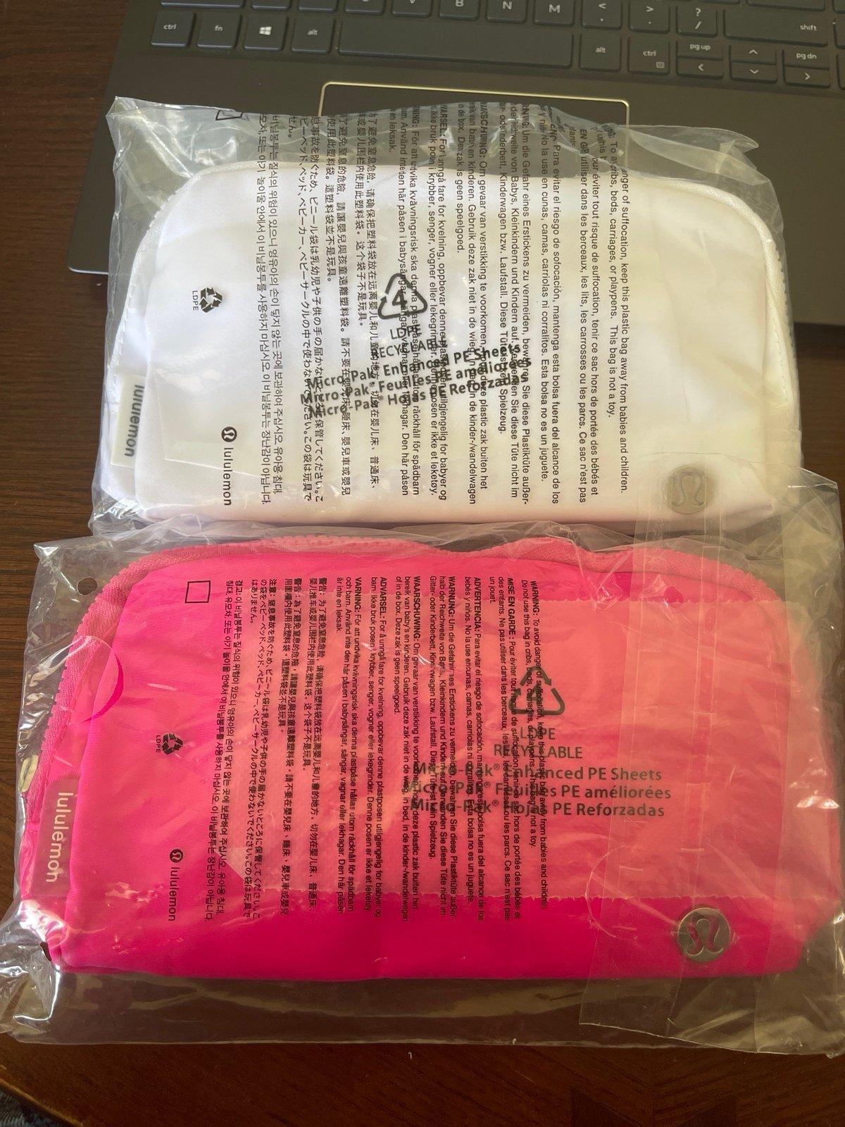 belt bag lululemon ( combo pink + white )