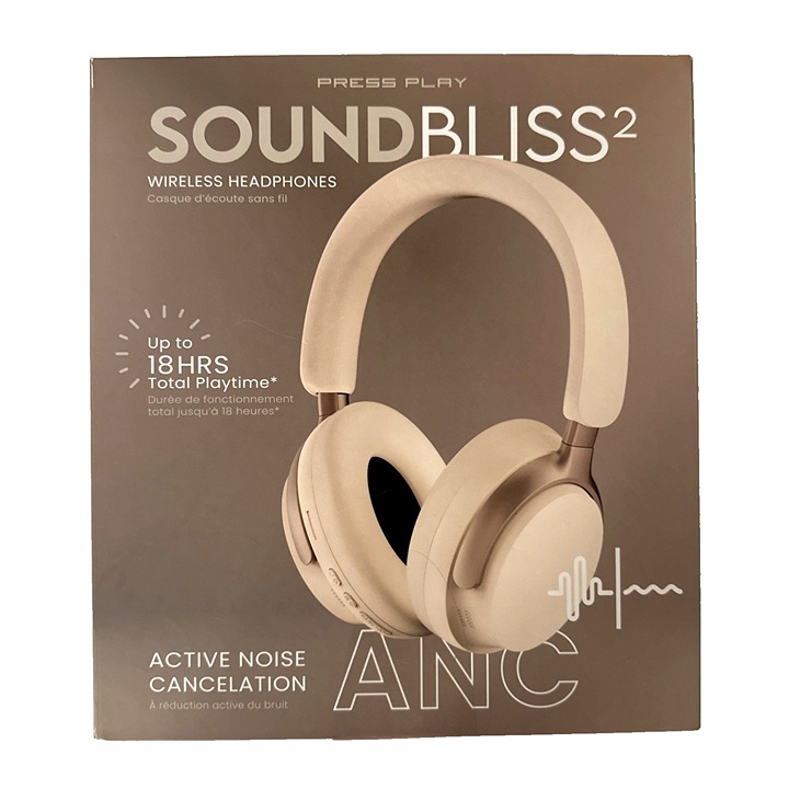 Sound Bliss 2 Wireless Headphones White High Clarity Active Noise Cancellation