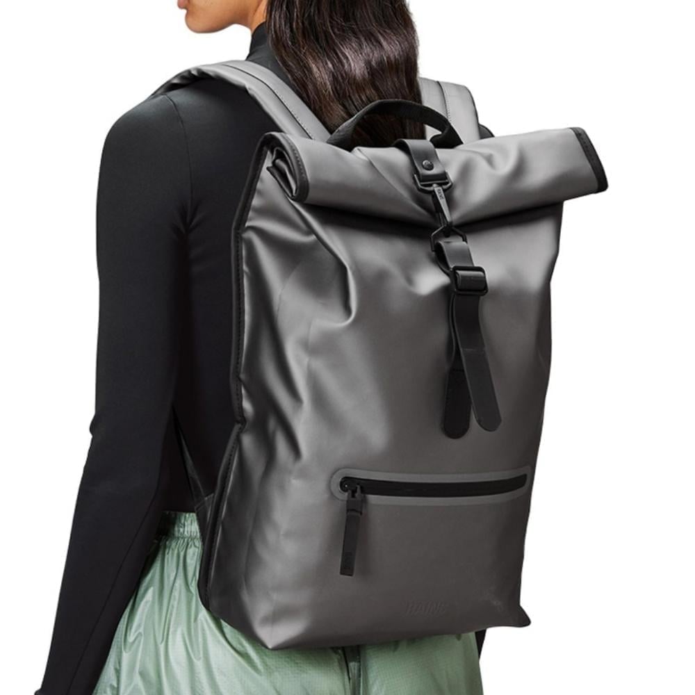 Rains rolltop rucksack metallic