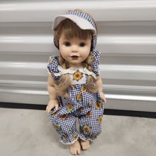 Baby So Beautiful blonde hair blue eyes sunflower romper and visor Pre-owned