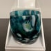 Glassybaby Votive Magnetic Blue White Swirls Tri-Color Cool Thumb Prints