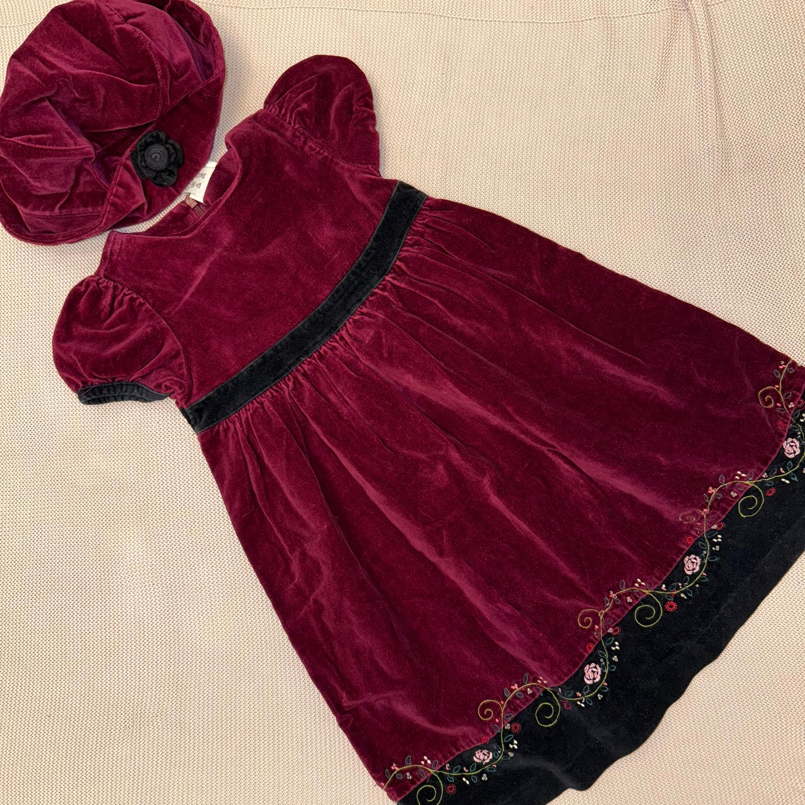 Vintage Gymboree velvet dress with hat