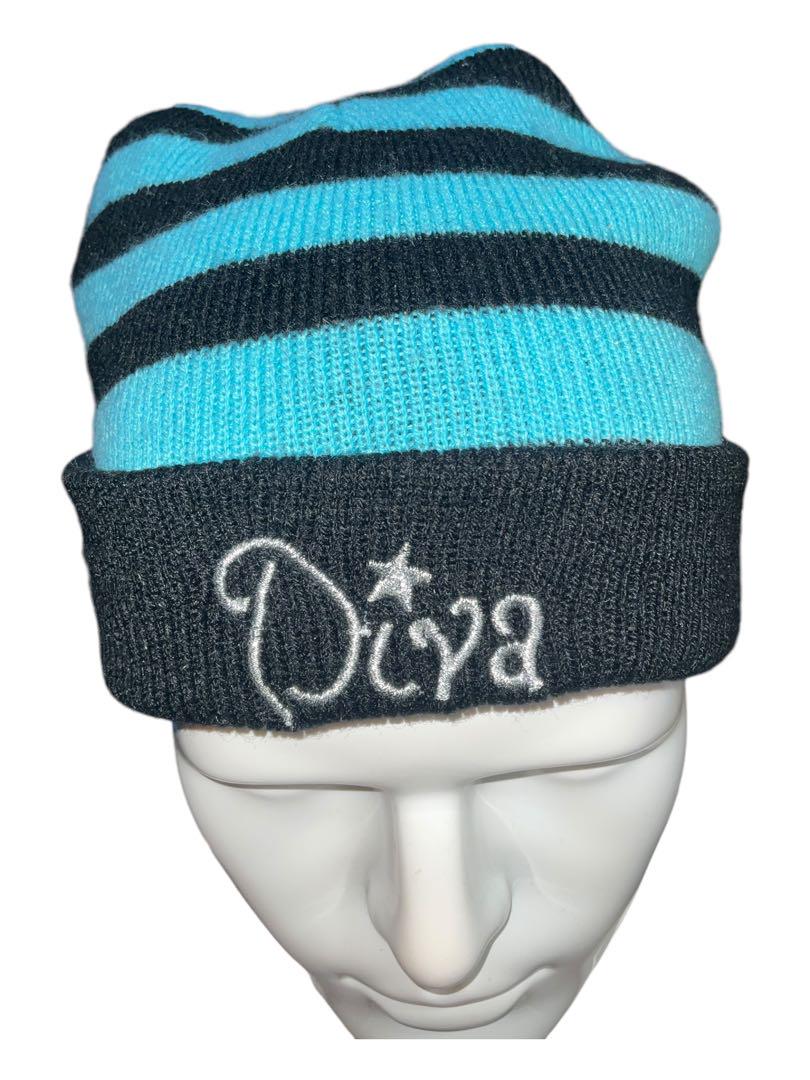 魅力的な BLACK BLUE 0] STRIPE BEANIE DIVA 帽子