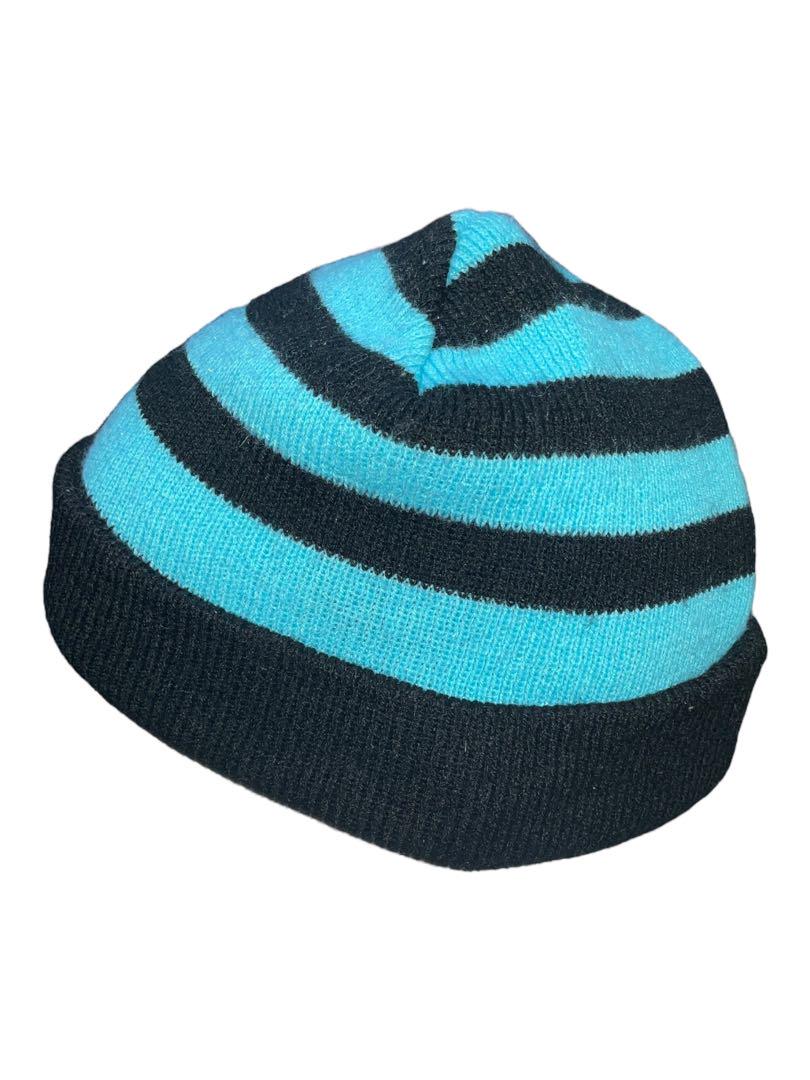 0] BLUE BLACK STRIPE DIVA BEANIE