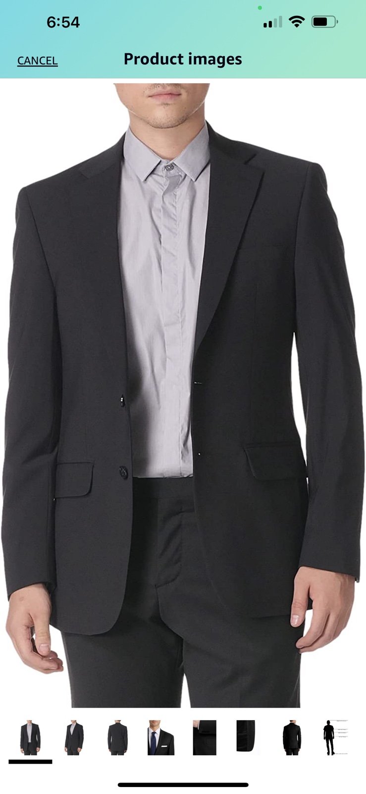 Calvin Klein Men's Slim Fit Suit Separates, Solid Black, 46 Regular(Classic )