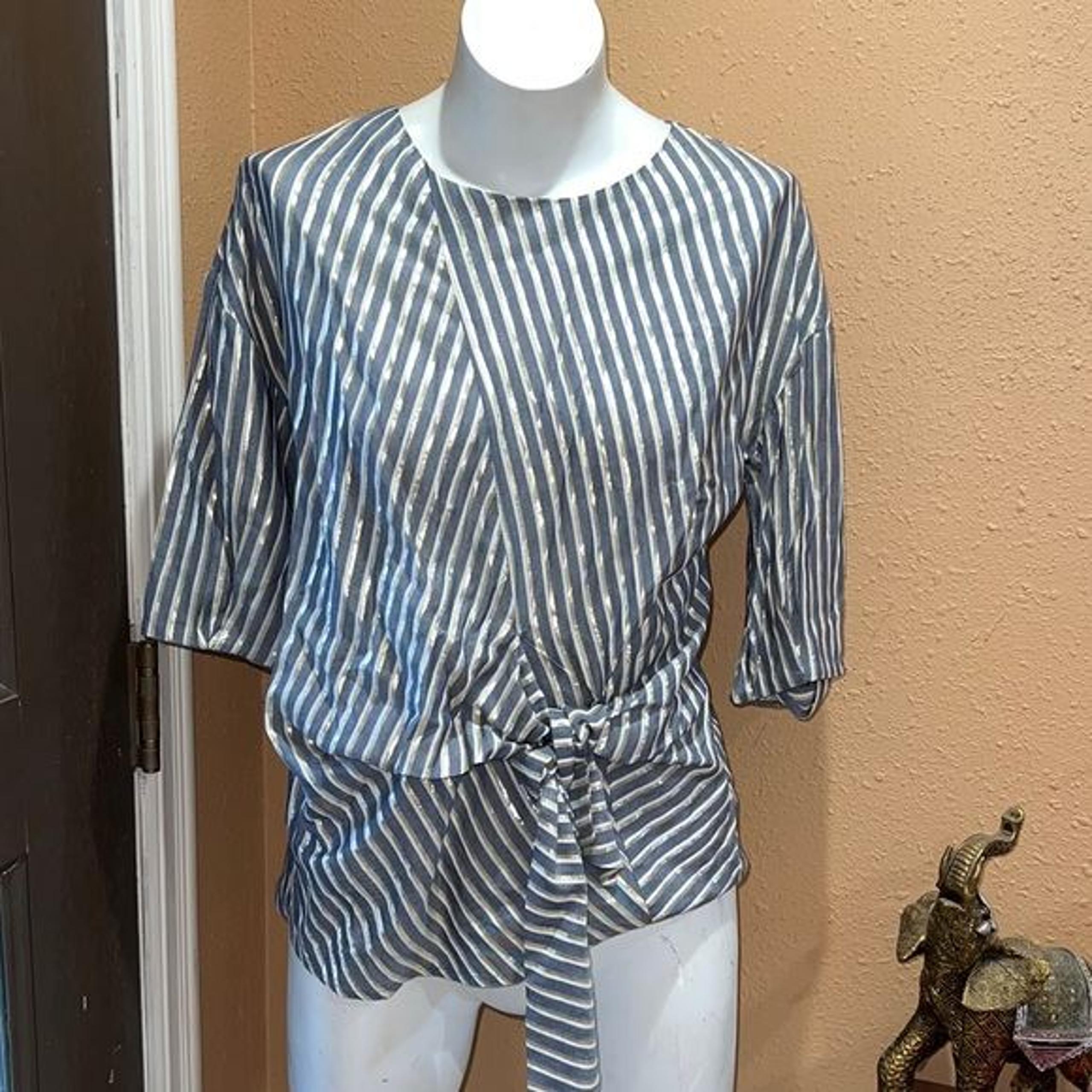 Eva Granco striped shirt sleeve blouse