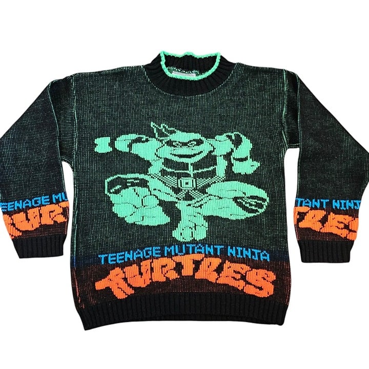 90s Boys TMNT Sweater Donatello Teenage Mutant Ninja Turtles Sz Youth Medium 8