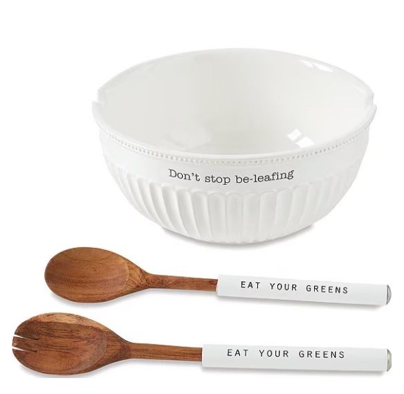 Mud Pie Don't Stop Be Leafing Salad Bowl Set 325328 DL