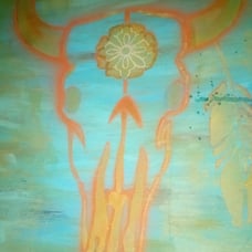 Rustic Skull painting stencil on canvas
