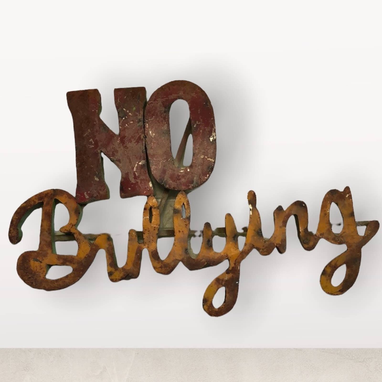 NO BULLYING distressed tin metal sign 33” x 24”