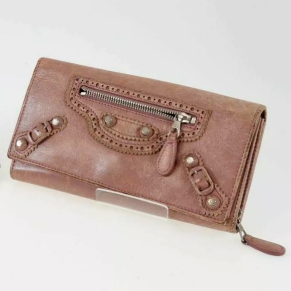 Balenciaga leather continental classic city small leather good clutch wallet