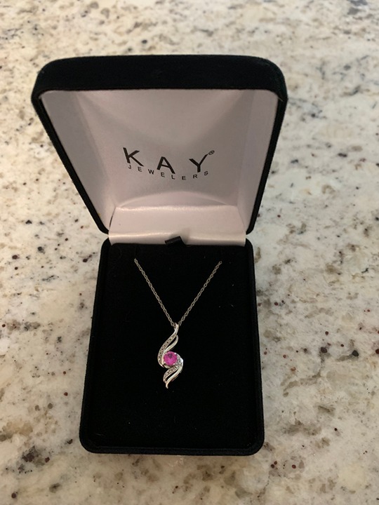 Kay Jeweler Pink Sapphire Diamond Accent Necklace- new with tag.
