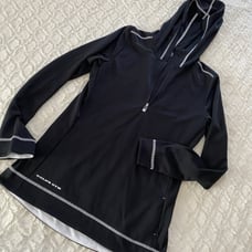 Alo Yoga Running Lightweight Hoodie Pullover Black Large L 1/4 Zip