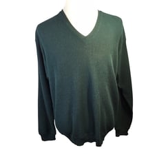 Peru Unlimited Men's V Neck Sweater Baby Alpaca Wool Size Large Forest Green