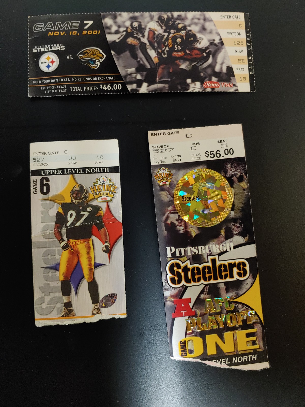Lot of 3 Vintage Pittsburgh Steelers Ticket stubs