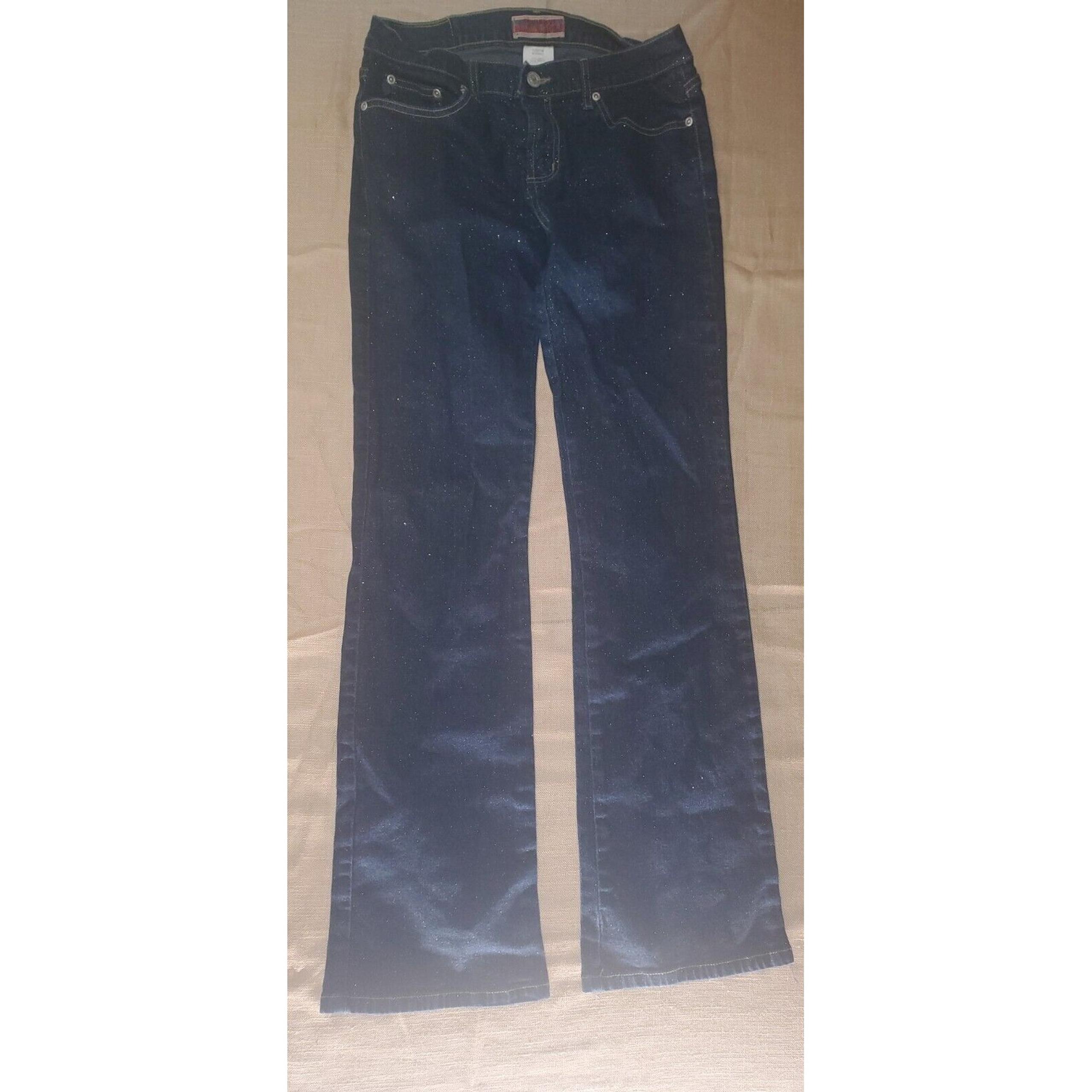 Vintage Cavaricci Jeans Womens sz 7 Dark Blue Glitter Flare Low Rise Y2K