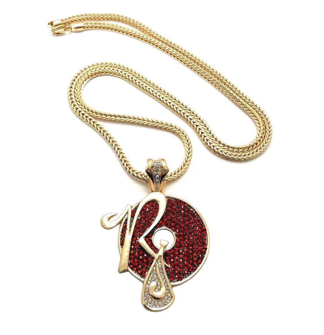 NEW JAY-Z, KANYE “ROCAFELLA” PENDANT & 4mm 36” FRANCO CHAIN