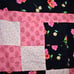 VINTAGE CRAZY QUILTS BLACK W/RED FLOWERS 45 X 45 LAP QUILT