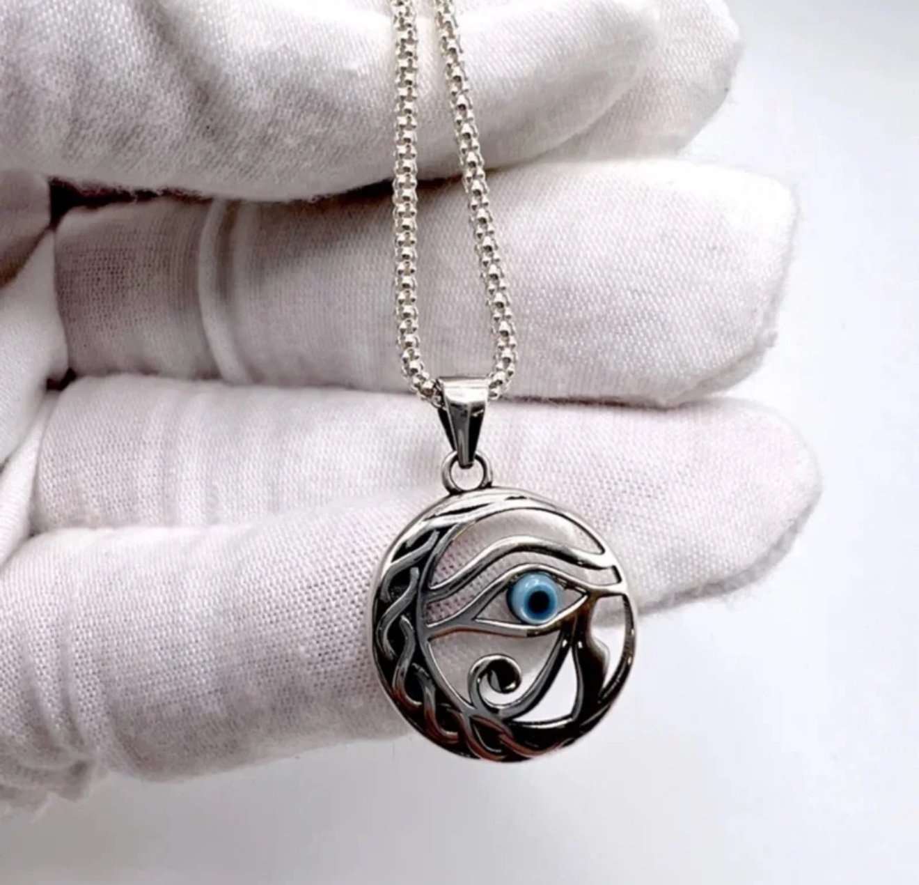 .925 Sterling Silver Evil Eye Necklace