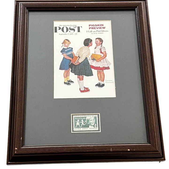 Dental Health Postage Stamp Art Framed Dentist Gift