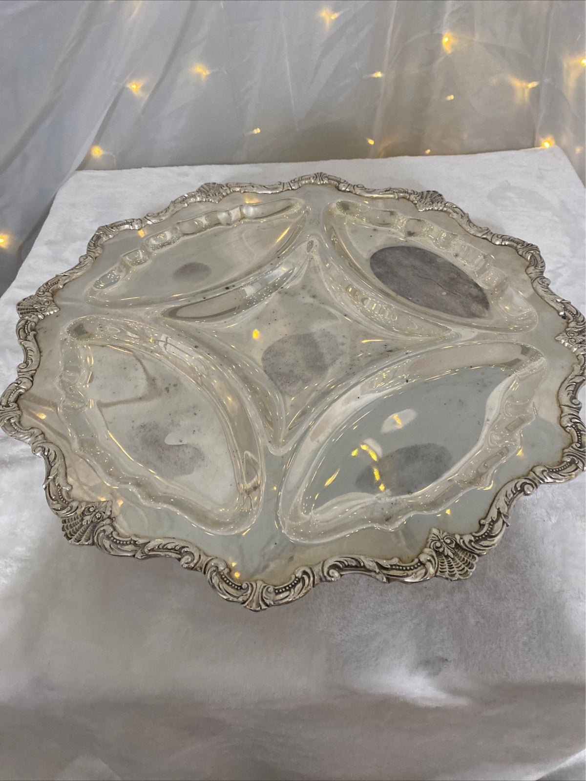 Vintage Wallace Lazy Susan Silver Plated Relish Serving Tray Made in USA