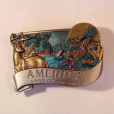 Vintage 1984 Bergamot America Chrome Belt Buckle