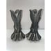 2 Angel Pewter Candle Sticks Ornate Christmas Holiday Decorations Vtg 7”
