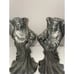 2 Angel Pewter Candle Sticks Ornate Christmas Holiday Decorations Vtg 7”