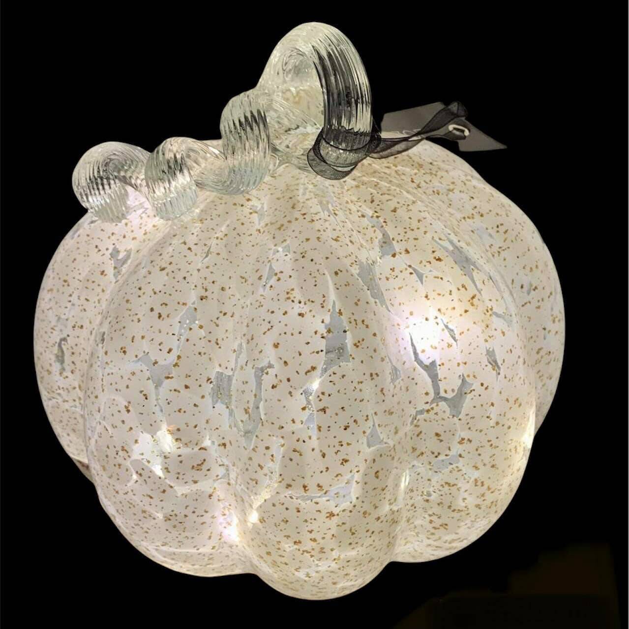 Rachel Zoe Hand Blown Glass Pumpkin Fall Decor Glitter