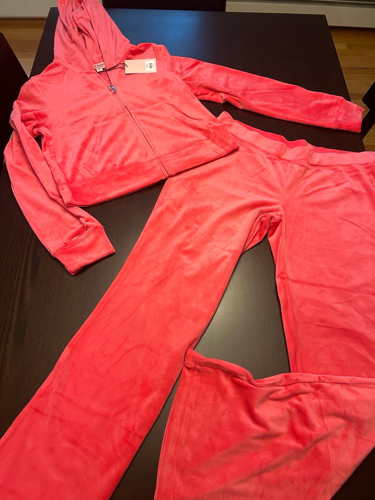 NWT Juicy Couture Velour Pink Party Track Suit sweatsuit size large women’s