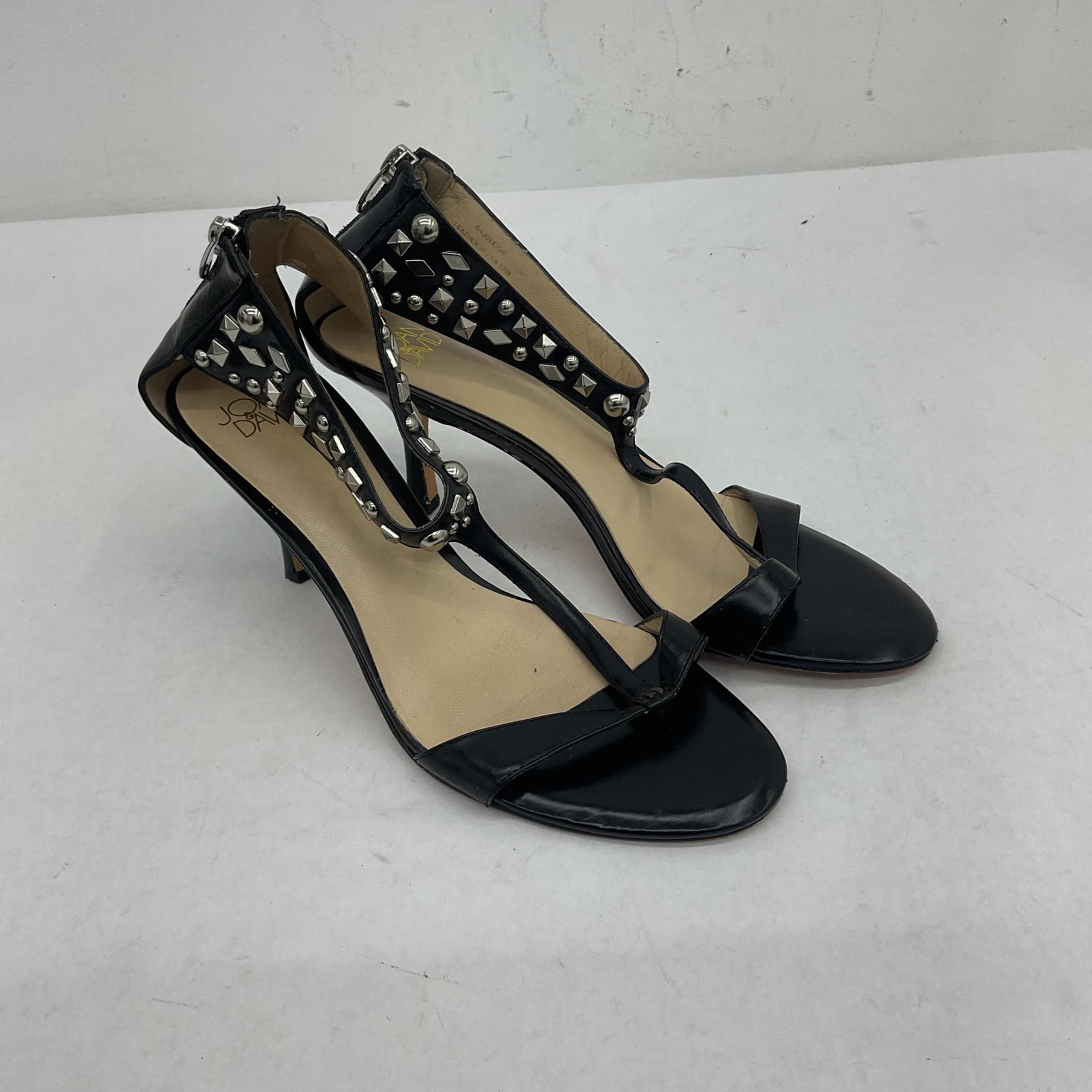 Joan & David Black Leather Strappy Heels Womens Size 9